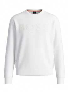 Hugo Boss Men's Round Neck Long Sleeve Casual Pullover Sweatshirt - 100 White - View 4