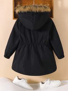 SHEIN Young Boys Casual Everyday Versatile Comfortable Thermal Lined Loose Hooded Thick Jacket, Suitable For School, Garden, Beach, Birthday In Spring, Summer, Fall, Winter