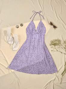 Váy yếm hở lưng buộc dây họa tiết hoa nhỏ xinh - Nhiều màu - Xem 1