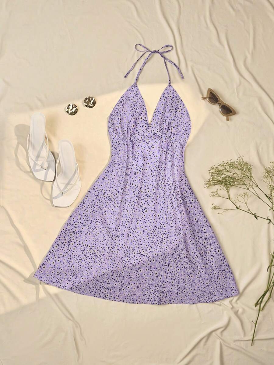 Váy yếm hở lưng buộc dây họa tiết hoa nhỏ xinh - Nhiều màu - Xem 1