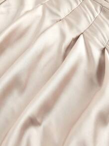 SHEIN MOD Váy đuôi cá tay Bishop cổ điển dành cho nữ, váy vải taffeta - Màu be - Xem 4