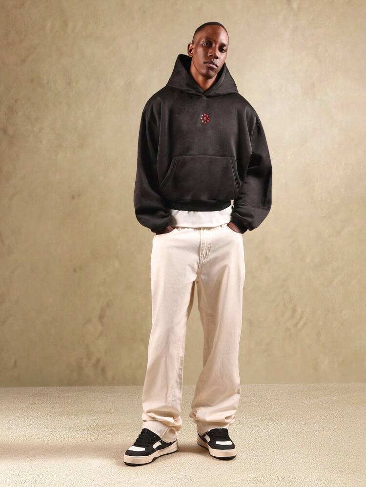 Cropped Hoodie With Abstract Back Print Design