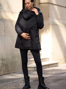 MaterniWear 三合一孕妇毛绒装饰袋鼠连帽加厚长袖外套、夹克和外衣