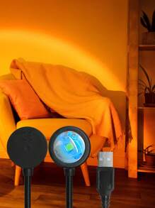 Teckwe 1pc Sunset Projection Lamp, Creative Led Decorative Atmosphere Light, Romantic Night Light, 7 Colors & 13 Modes Optional, Suitable Fo Room Decor, Cafe, Valentine's Day Decoration - Black - View 6