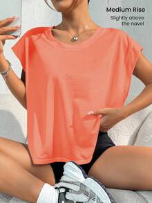 Sovereign Charm Loose Women's Yoga Outerwear Running Fitness Sports T-Shirt Tank Top Yoga Tops Women Women Active Wear Tops Activewear Top Blouse Gym Workout Tops Women Loose - Orange - View 5