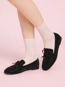 CUCCOO DOLLMOD Giày lười đế bằng da lộn màu đen thời trang nữ, thoải mái, dễ chịu - màu đen - Xem 2