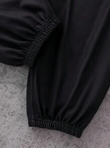 2pcs Tween Boys T-Shirt Co-Ords Everyday Casual And Casual Street Style Black And White Gothic Font Print Regular Fit And Sweatpants Round Neck Regular Thickness Suitable For Every Occasion Spring Autumn And Summer - Black and White - View 4