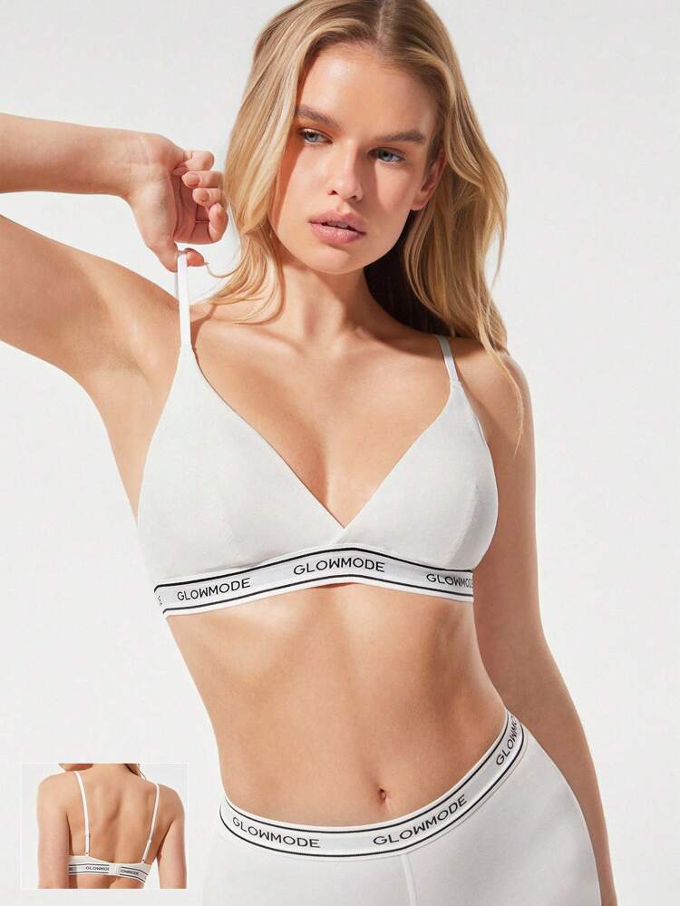 Weicher Glanz, verstellbare Träger, abnehmbare Cups, markeneigenes elastisches Band, Überkreuz V-Ausschnitt Cami Bralette, geringer Halt, für den täglichen Lässig Gebrauch