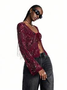 LYSMO 2025 秋冬女士正装 返校 万圣节 婚礼 宾客 度假 Y2K 海滩 可爱 教师 外出 商务休闲 优雅 生日 办公室 乡村 音乐会 俱乐部 性感 西部 工作服 街头服饰 复古 节日 鸡尾酒会 狂欢 亮片 系带上衣