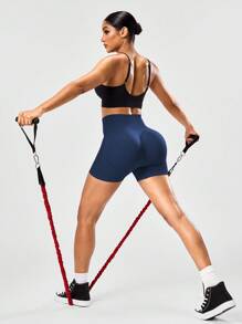 Gameset SHEIN Sport Pantalones cortos deportivos sin costuras de cintura alta de unicolor para mujer