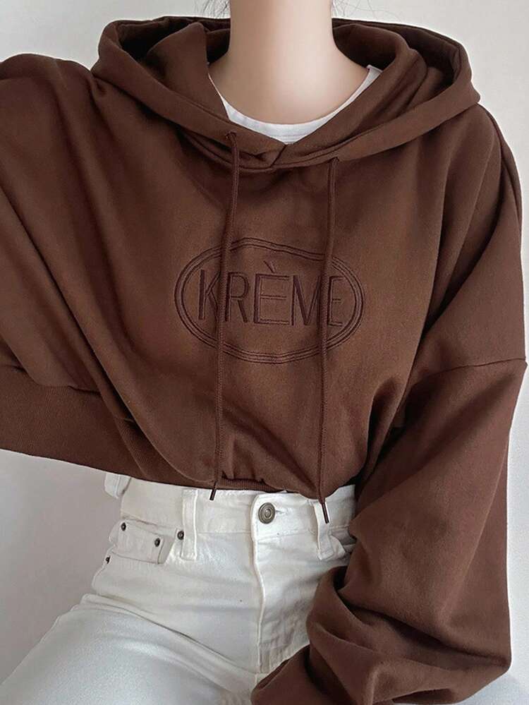 Minimalist Letter Embroidered Oversized Hoodie Sweatshirt
