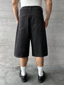 ESTAVOR Herren Mode Lässig Loose Leopard Muster Shorts mit Stickerei