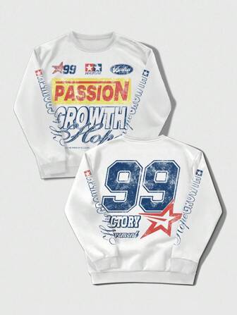 Street Life Men's Printed Crew Neck Long Sleeve Pullover Sweatshirt