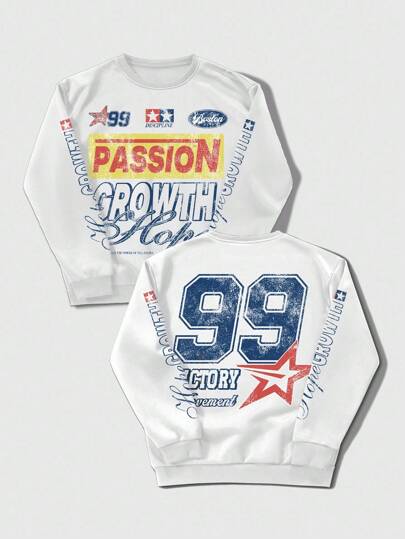 Street Life Men's Casual Printed Crew Neck Long Sleeve Pullover Sweatshirt