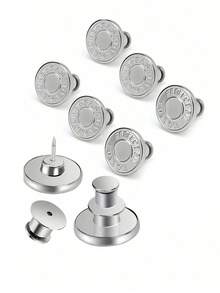 2/4/6 Stück Jeans Ersatz Knöpfe, Silber Buchstaben Taille Knöpfe, multifunktionale abnehmbare Turm Knöpfe für Jeans und Röcke, Größenanpassung ohne Nähen
