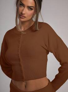 MUSERA Áo khoác cardigan dệt kim cài cúc tay dài, kiểu dáng cổ điển, dễ thương, thích hợp cho kỳ nghỉ hè, sân bay, du lịch, mùa đông, công sở, phong cách mùa đông. - Màu nâu Sô-cô-la - Xem 4