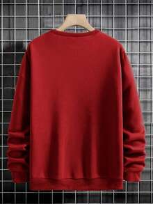 Felpa da uomo in 100% cotone con patch a lettera e spalle a caduta