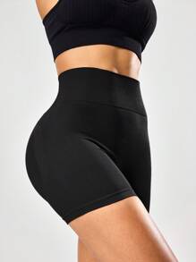 Gameset SHEIN Sport Pantalones cortos deportivos sin costuras de cintura alta de unicolor para mujer