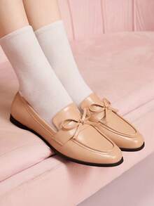 CUCCOO DOLLMOD 圆头蝴蝶结装饰舒适女式平底鞋 - 藕粉色 - 查看 2