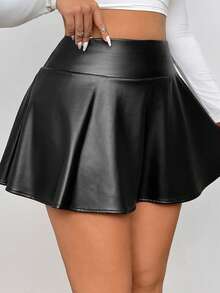 SHEIN Tween Girl Black Faux Leather Mini Skirt With Shorts Lining And Pockets, PU Skirt, PU Skort Leather Short Short Skirts For Girls Black Leather Skirt Skirts For Teen Girls Black Skirt For Teen Fall Winter