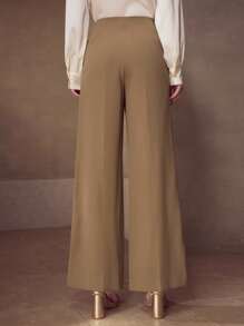 MOTF PREMIUM QUẦN TRANG TRÍ KIM LOẠI PINTUCK - Màu Khaki - Xem 3