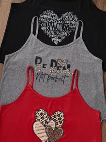 SHEIN Bộ 3 chiếc/Bộ đồ lót và quần short họa tiết da báo, chữ và hình trái tim cỡ lớn - Nhiều màu - Xem 6