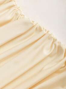 Sweetra 女士优雅网眼拼布修身高品质办公室风扭纹连衣裙 - 杏色 - 查看 5