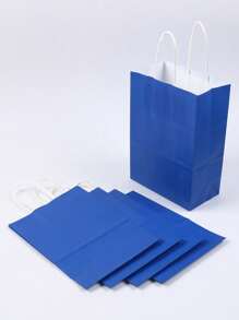 5pcs/10pcs 中号（16x22x8cm）可重复使用海军蓝牛皮纸袋、生日派对礼品袋、袋子、婚礼派对礼品袋、朋友礼品袋 - 藏蓝色 - 查看 11