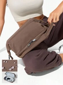 GLOWMODE 5L Glow The Distance Water-Repellent Zipper Closure Dual-Compartment Storage Logo Toiletry Bag Gym Travel Daily Casual  Spring Summer - Brown - View 7