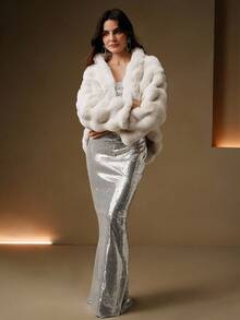 Anewsta Women's Elegant Loose Long Sleeve Shawl, Suitable For Christmas, New Year, Party, Autumn/Winter - White - View 6