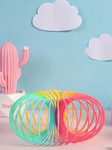 MINKOJA 1/2PCS Random Color, 3-Inch Large Polymer Spring Tire, Button Toy, Magical Retractable Ring, Stress Relieving Toy For Teenagers - Multicolor - View 6