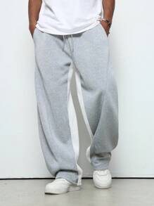 Manfinity Hypemode 休闲时尚百搭宽松抽绳腰男式运动裤 - 灰色 - 查看 3