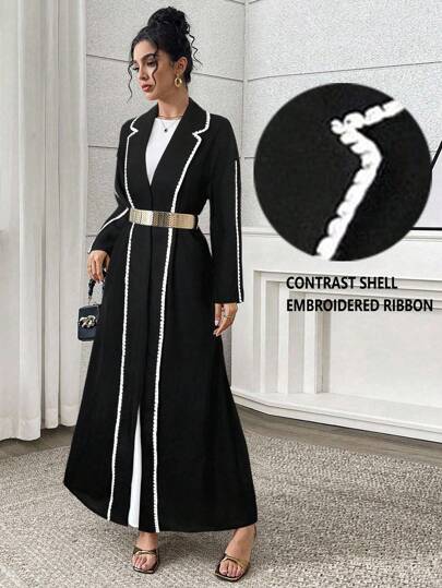 Yasmyna Women's Arabic Style Long Sleeve Long Robe Jacket