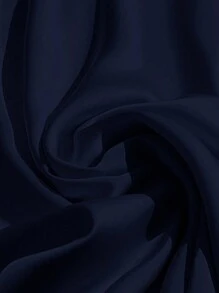 Franclia Jumpsuit Wanita Lengan Pendek Berlipit Elegan Warna Polos Kasual untuk Kuliah - Navy Blue - View 4