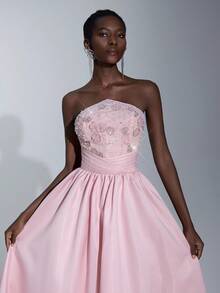 Elitara Thanh lịch, Lãng mạn, Tối giản, Thời trang, Trang nghiêm, Xám hồng, Đính kim sa, Váy satin, Trang trí kim sa, Nàng tiên cá, Cúp ngực, Váy ngoại cỡ, Tàu lượn, Người có ảnh hưởng, Lễ hội, Kỳ nghỉ, Tiệc sinh nhật, Sự kiện cưới, Váy dạ hội trang trọng - Màu Hồng baby - Xem 6