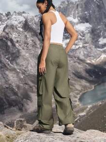 女士休闲户外工装牛仔裤 - 軍綠色 - 查看 2