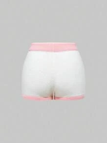 ROMWE Women's Cute Pink 3D Bow Knitted Shorts - White - View 2