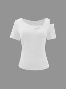 Camiseta de manga corta básica para mujer, de moda para el verano