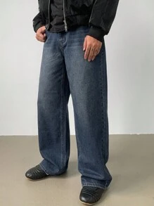 DAZY Jeans in denim blu scuro consumato, autunnali, da uomo