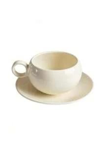 Bộ tách và đĩa cà phê bằng sứ trắng, 1 chiếc, dùng cho bữa sáng tại nhà. - trắng - Xem 8