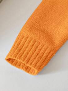 Suéter de cuello redondo oversize para niñas, color azul todo a juego, versátil, tela suave, esencial para otoño/invierno