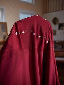 PalaceNights Camisola longa bordada com gola Peter Pan e botões frontais, tamanho grande, Moo Moo, camisola longa de manga comprida para o outono, inverno. - Borgonha - Ver 6