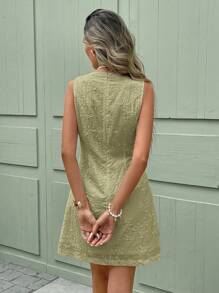 Serisse Women's Vacation Casual Solid Color Floral Embroidery Sleeveless Mini Dress,Casual Dresses For Women Party Summer Green Green Christmas Holiday Resort - Green - View 2