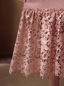 PREMIUM LEATHER PATCHWORK EMBROIDERED ELEGANT VACATION MERMAID MIDI DRESS FOR PARTY - Burgundy - View 2