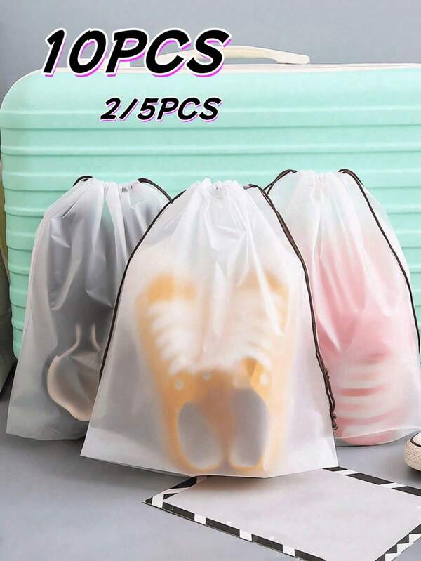 2/5/10PCS Waterproof Lightweight Foldable Travel Shoe Bags For Men Women Storage Organizer Protector Carry Case Gym Beach Vacation Camping Hiking Outdoor Sports Luggage Packing Essentials