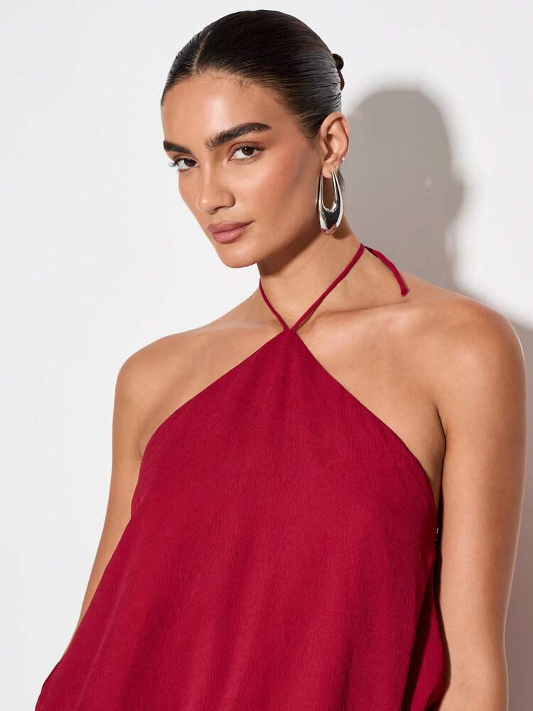 KIZN Mini-robe dos nu avec ourlet à volants et détails à lacets