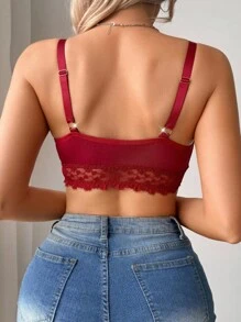 Moonlight&Mama 1件套蕾丝拼布哺乳文胸 - 酒紅色 - 查看 4
