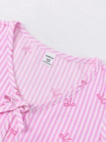 Sparklyn 2pcs Tween Girls Sleeveless Shirt With Bow Button And Elongated Pants Set - Pink - View 6