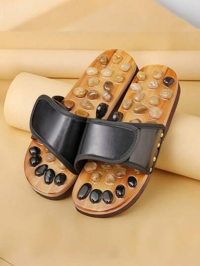 SHEIN Acupoint Massage Slippers For Men's Feet, Traditional Chinese Medicine Acupuncture Massage Rotating Foot Massage Shoes Suitable For Both Men And Women (The Pebbles On Each Pair Of Slippers Are Slightly Different)