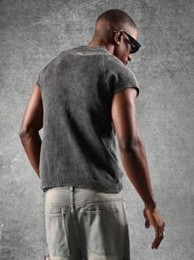 SUMWON 肌肉型针织上衣无袖罗纹圆领背心毛衣背心休闲经典街头风格秋冬必备分层上衣